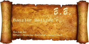 Baszler Belizár névjegykártya
